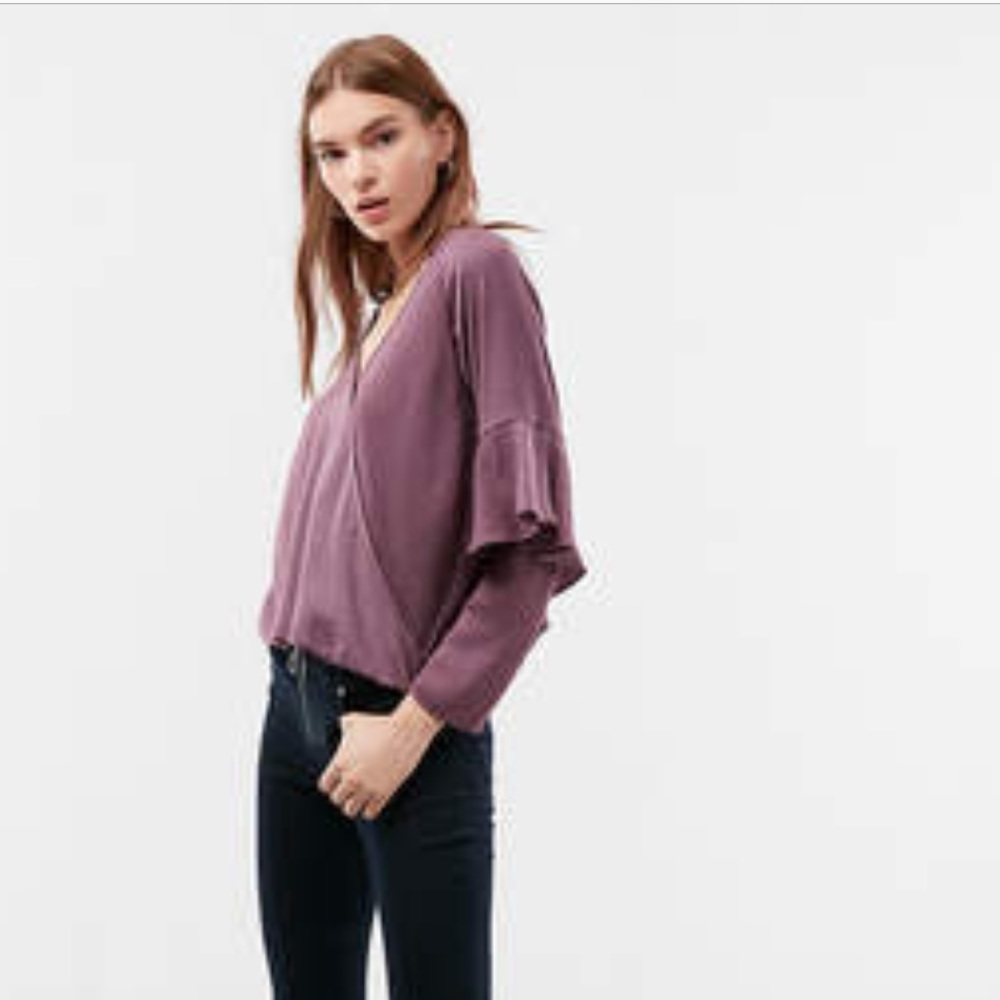 Express Ruffle Sleeved Surplice Blouse!